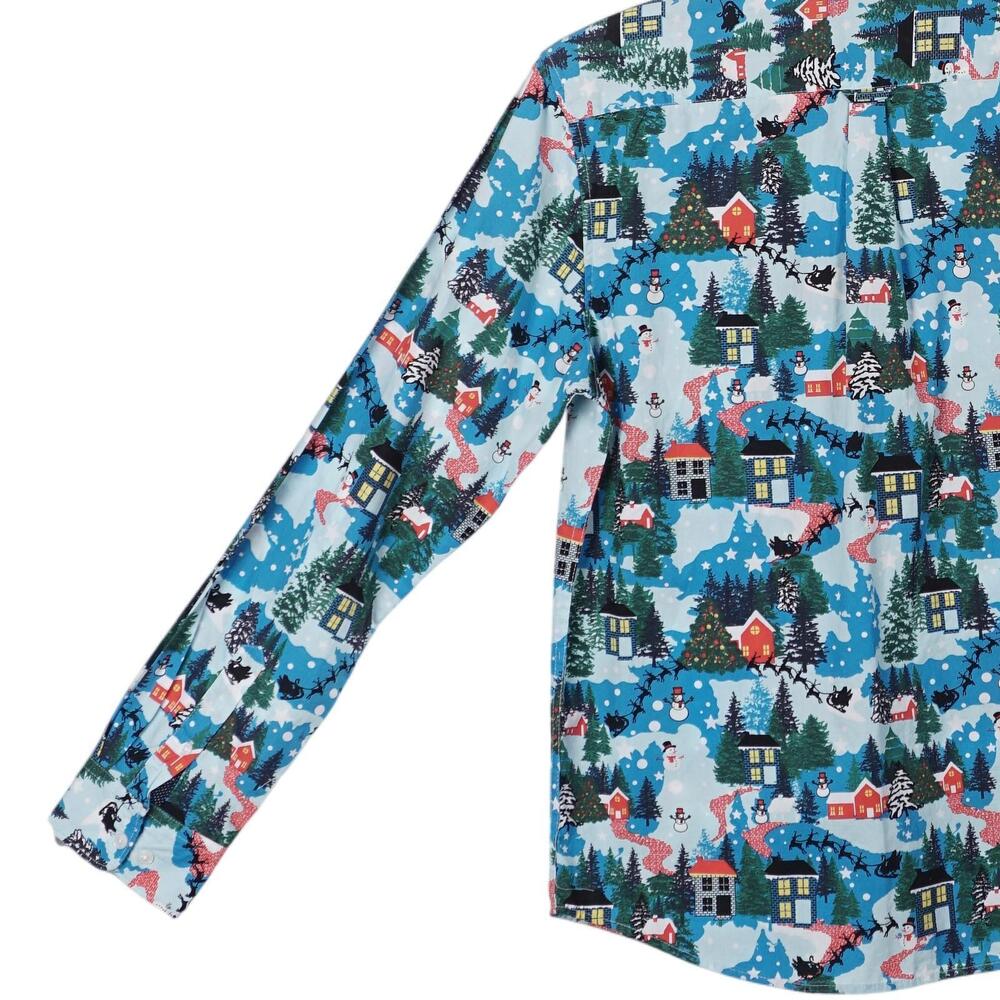 NWT DENIM & FLOWER Ricky Singh Christmas Shirt Men L Santa Snowmen Button Up - Picture 5 of 8